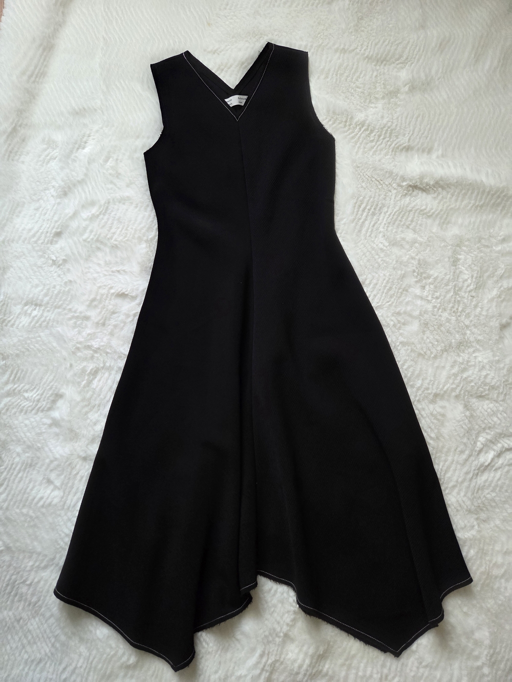 Proenza Shoulder White Label Asymmetrical Black V-Neck Sleeveless Dress Sz 4